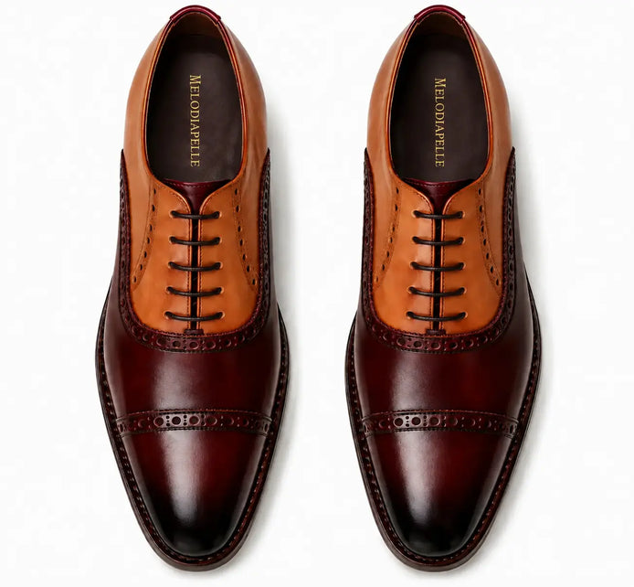 Messina Semi-Brogue Cap-Toe Oxford for Men - Lug-Sole Leather Dress Shoes