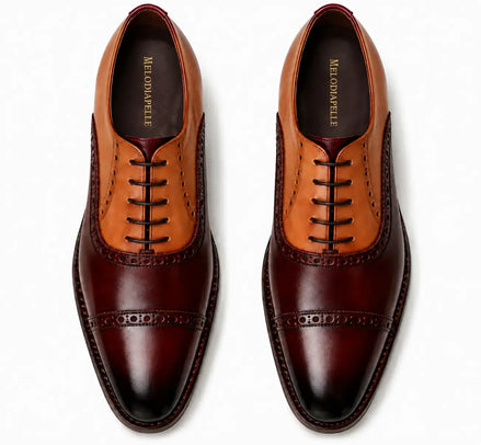 Messina Semi-Brogue Cap-Toe Oxford for Men - Lug-Sole Leather Dress Shoes