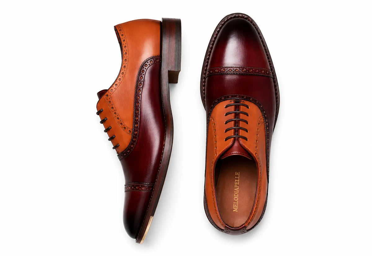 Messina Semi-Brogue Cap-Toe Oxford for Men - Lug-Sole Leather Dress Shoes