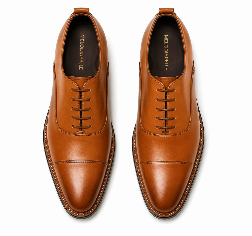 Monterosso Patina Cap-Toe Derby for Men - Handmade Leather Formal Shoes