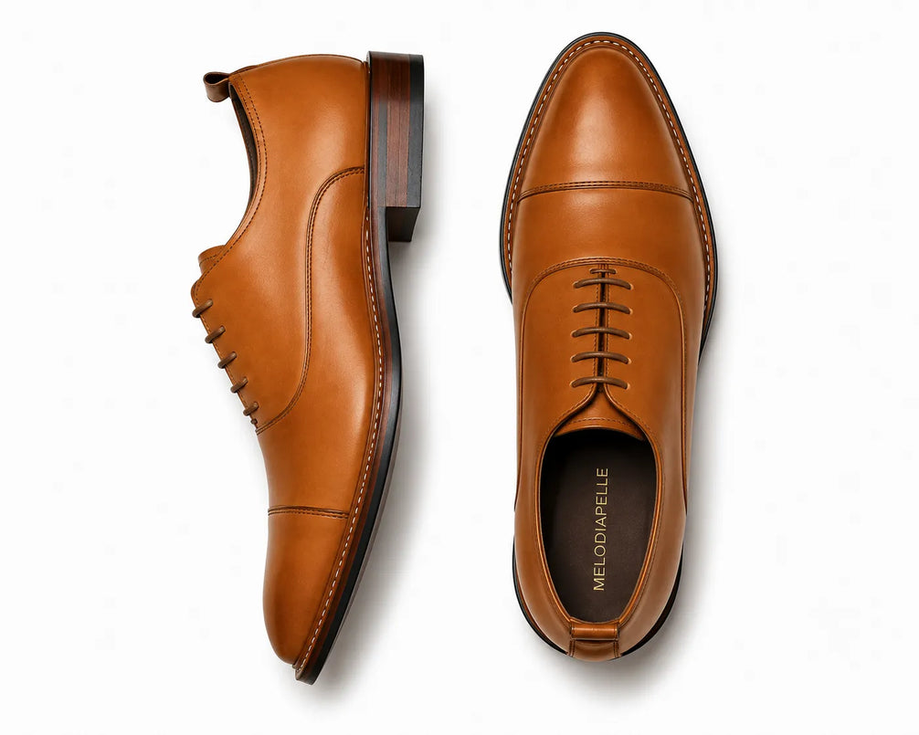 Monterosso Patina Cap-Toe Derby for Men - Handmade Leather Formal Shoes