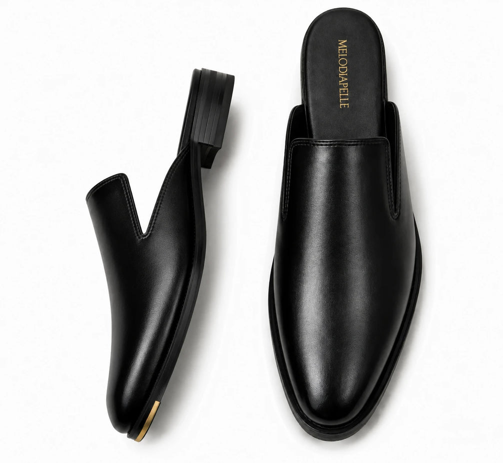 Mantova Burnished Leather Mule for Men - Backless Open-Heel Dress Shoes
