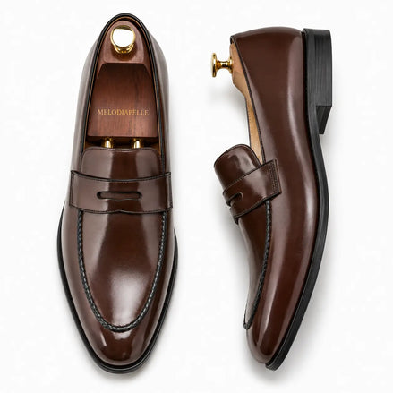 Marbella Apron-Stitch Penny Loafer for Men - Handmade Full-Grain Leather Slip-On