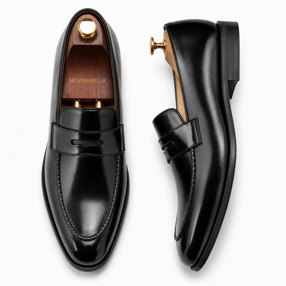 Marbella Apron-Stitch Penny Loafer for Men - Handmade Full-Grain Leather Slip-On