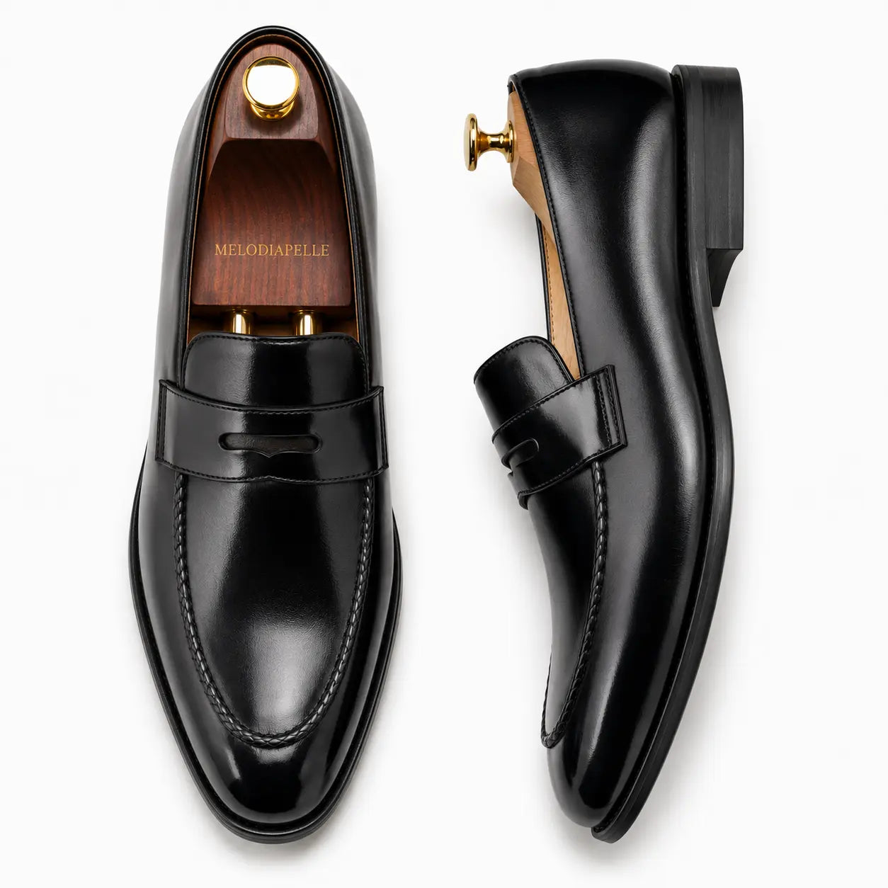 Marbella Apron-Stitch Penny Loafer for Men - Handmade Full-Grain Leather Slip-On