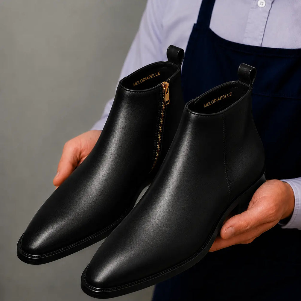 Molino Burnished Zip Ankle Boot for Men - Handmade Leather Ankle Boots
