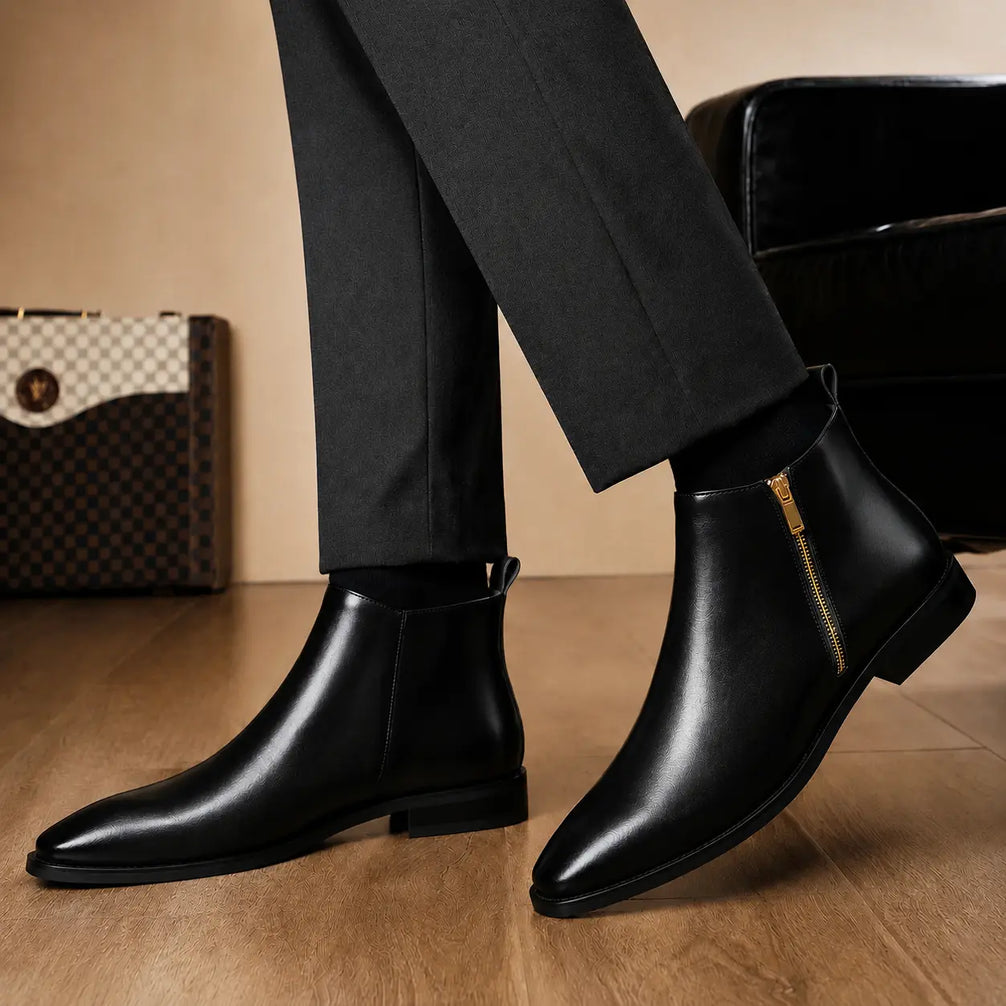 Molino Burnished Zip Ankle Boot for Men - Handmade Leather Ankle Boots