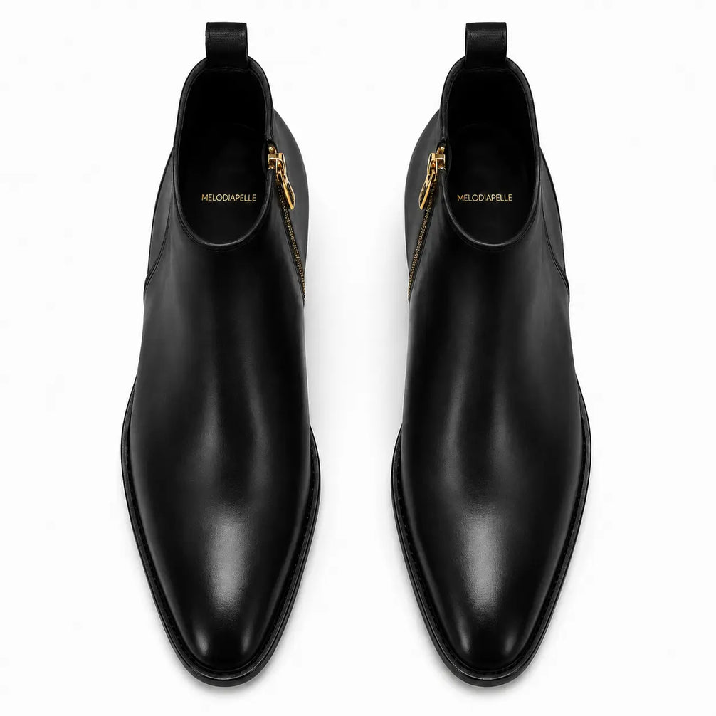 Molino Burnished Zip Ankle Boot for Men - Handmade Leather Ankle Boots