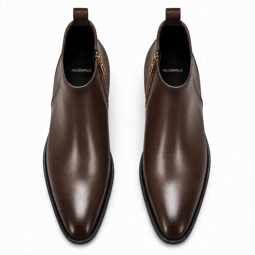 Molino Burnished Zip Ankle Boot for Men - Handmade Leather Ankle Boots