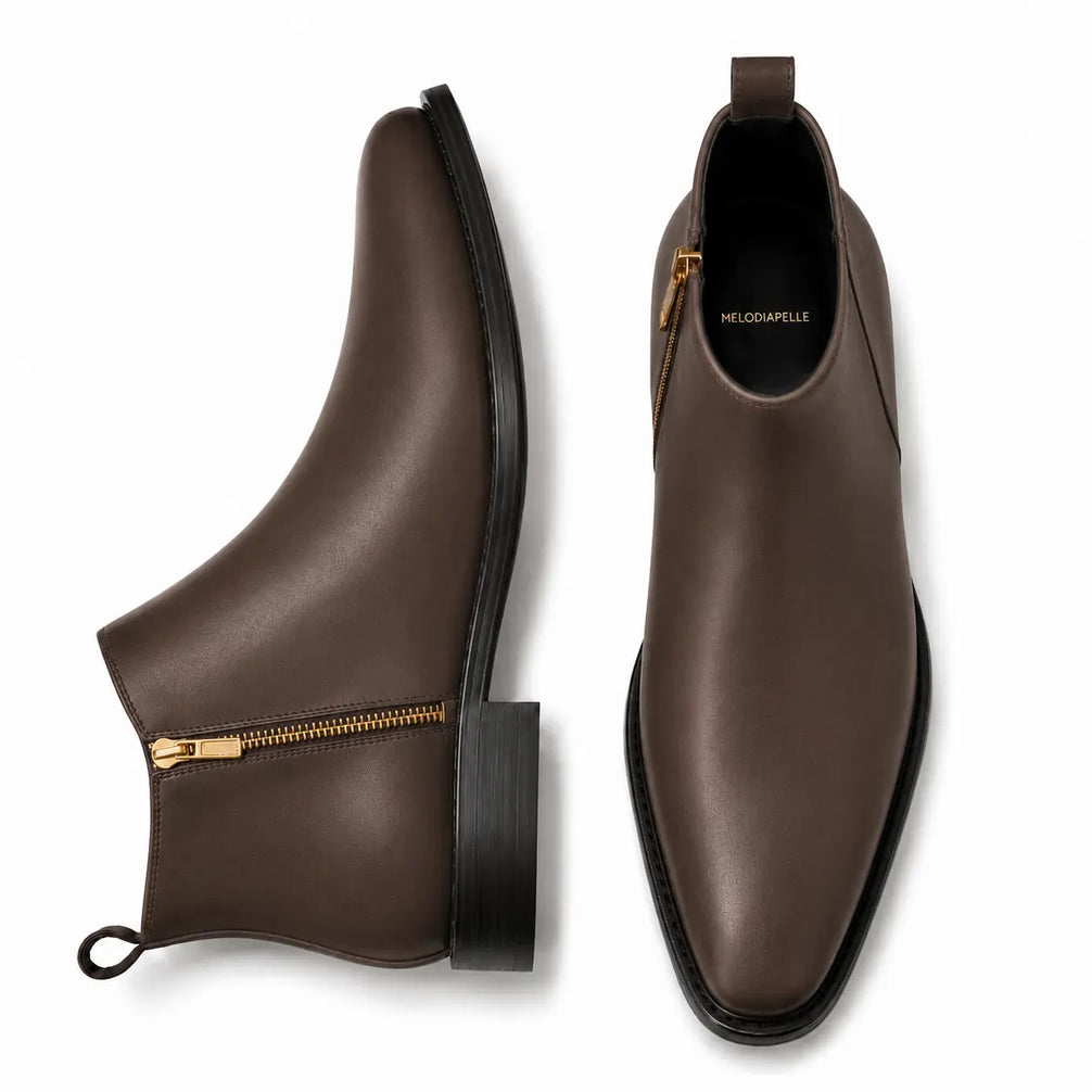 Molino Burnished Zip Ankle Boot for Men - Handmade Leather Ankle Boots