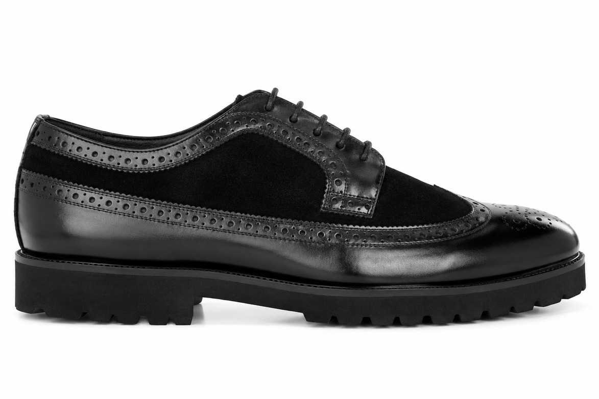Mosaic Two-Tone Wingtip Derby // Nero Black