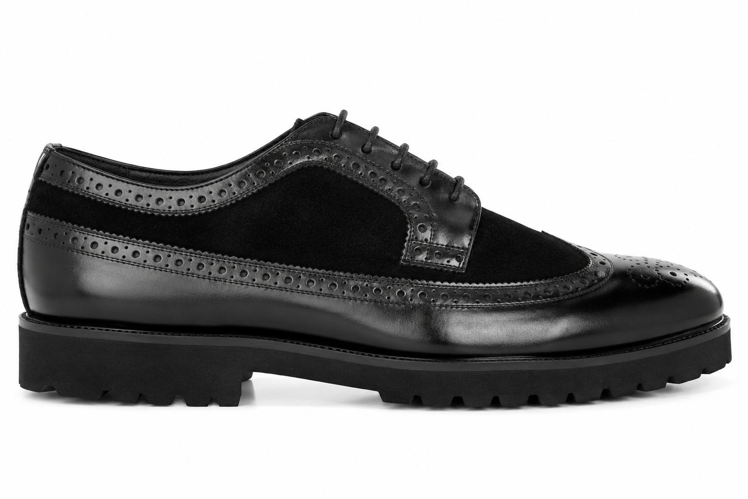 Mosaic Two-Tone Wingtip Derby // Nero Black