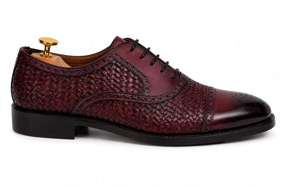 Munich Woven Brogue Oxford // Bordeaux