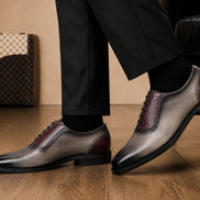 Mondrian Two-Tone Saddle Oxford // Storm Grey & Bordeaux