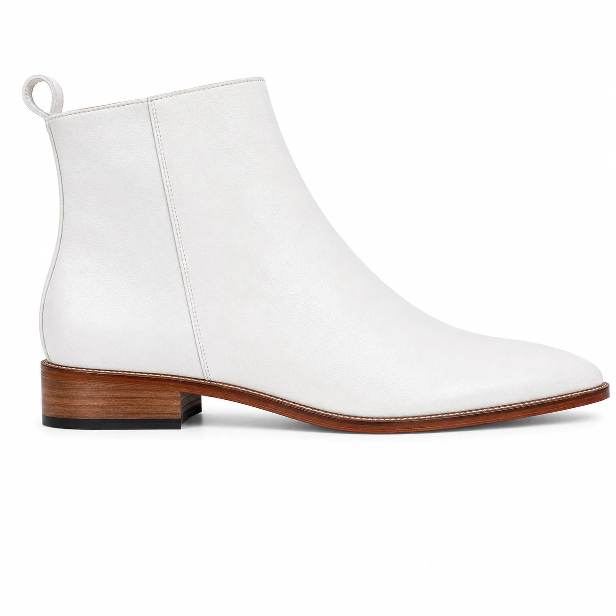 Malone Zip Ankle Boot // Pearl White