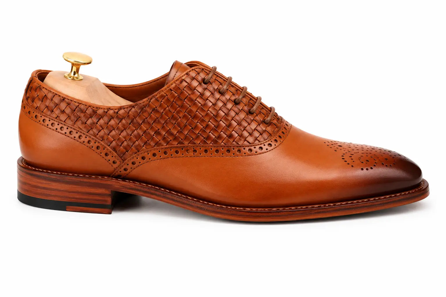 Monaldo Woven Brogue Oxford // Honey Cognac