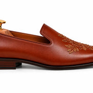 Maestro Embroidered Opera Loafer // Cognac Tan