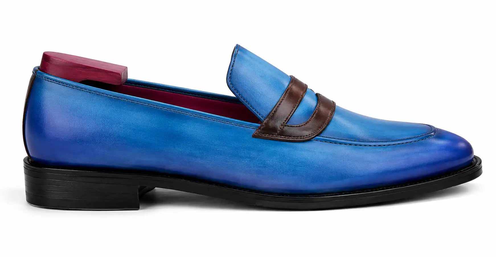 Mirasol Two-Tone Dress Loafer // Cobalt Blue & Burgundy
