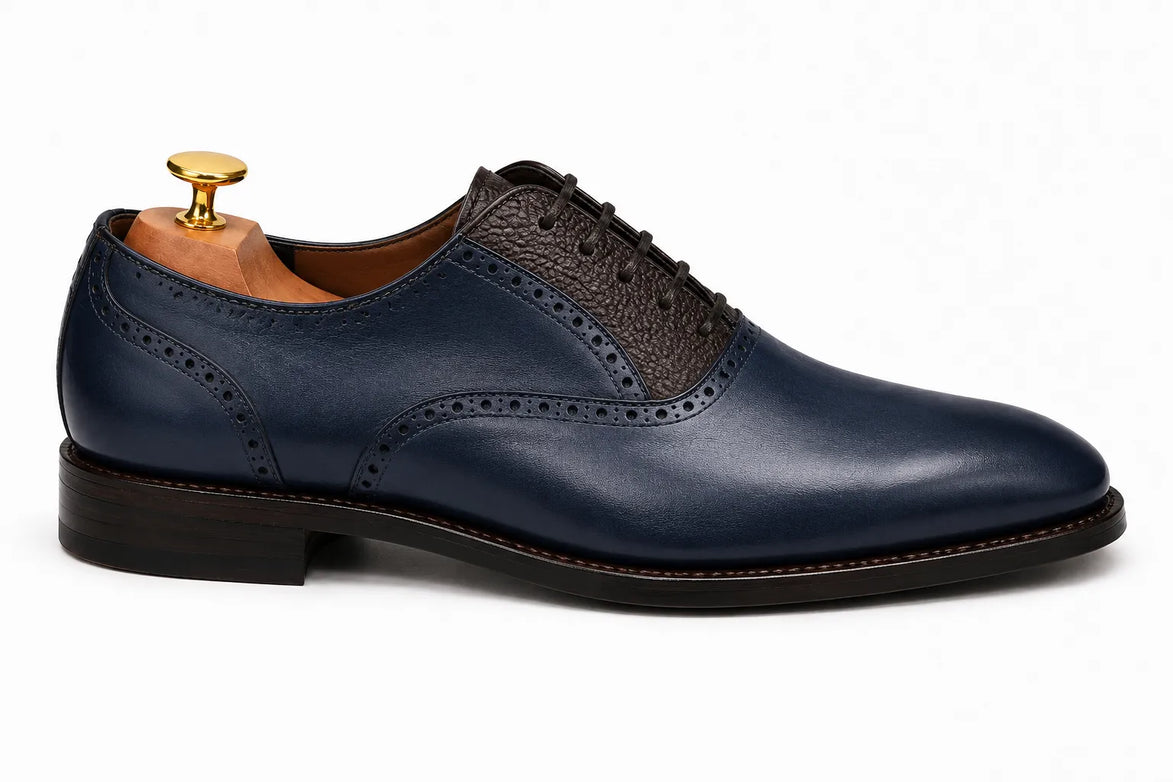 Montserrat Two-Tone Saddle Oxford // Navy & Dark Brown