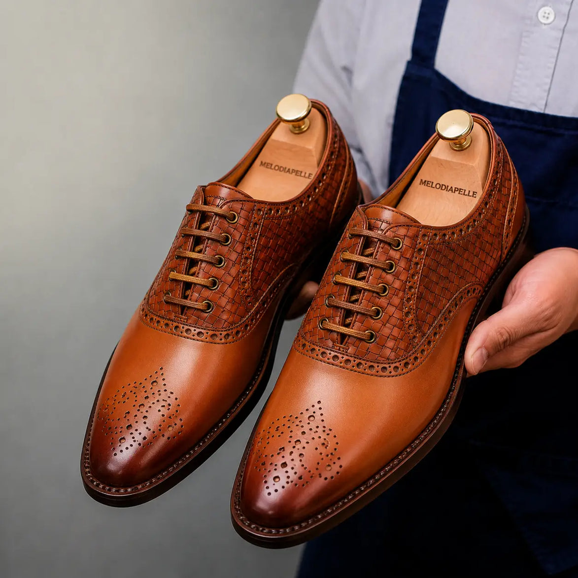 Maverick II Woven Wingtip Oxford // Cognac Tan