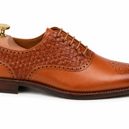 Maverick II Woven Wingtip Oxford // Cognac Tan