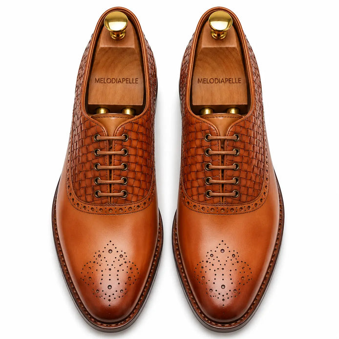 Maverick II Woven Wingtip Oxford // Cognac Tan