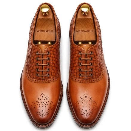 Maverick II Woven Wingtip Oxford // Cognac Tan