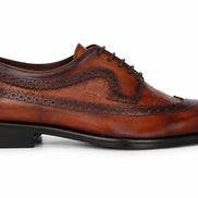 Malcomb Croc-Panel Wingtip Derby // Cognac & Dark Brown