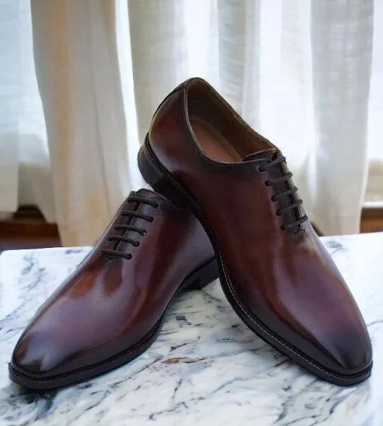 Medolla Rich-Burnish Chisel-Toe Wholecut Oxford for Men - Hand-Finished Leather Oxford Shoes