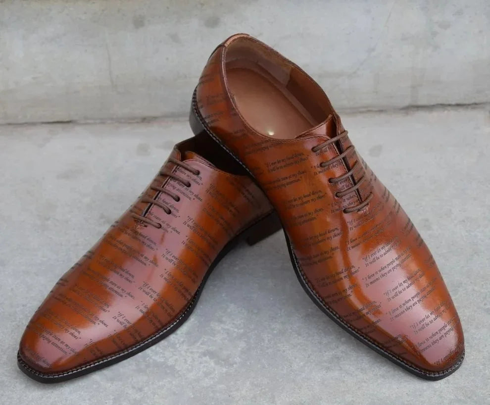 Marzamemi Laser-Etched Line Wholecut Oxford for Men - Patterned Leather Statement Shoes