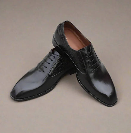 Musile Croc-Quarter Wholecut Oxford for Men - Two-Texture Leather Oxford Shoes