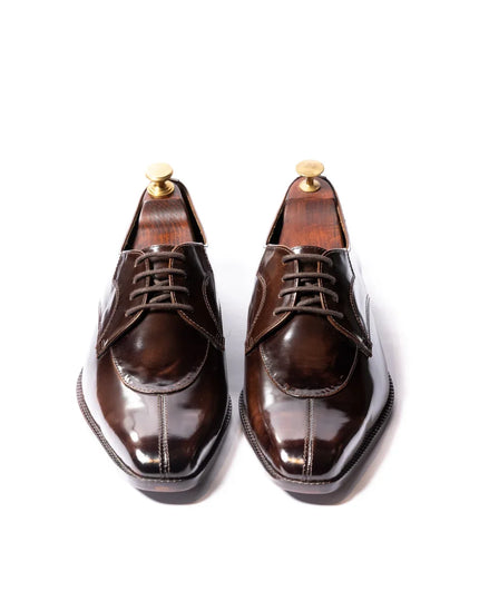 Martignano High-Gloss Split-Toe Derby for Men - Brush-Off Leather Dress Shoes
