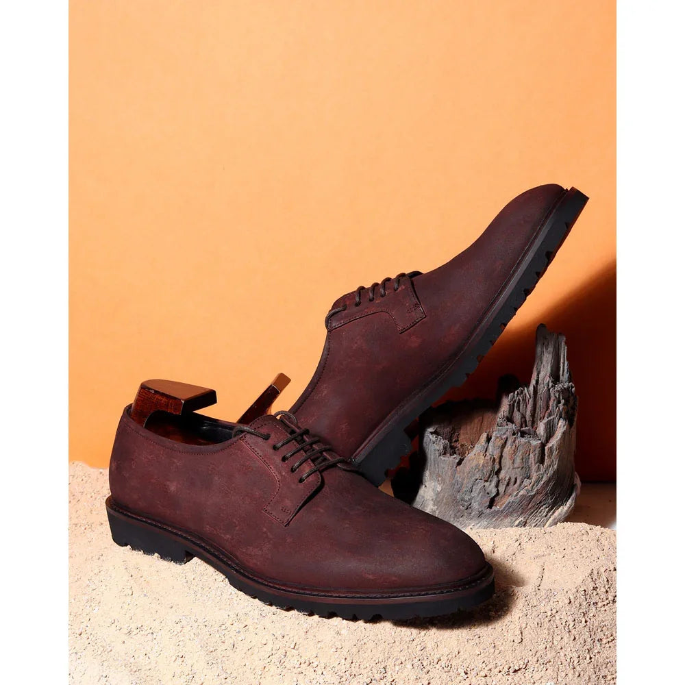 Martano Nubuck Lug-Sole Derby for Men - Rugged Leather Derby Shoes