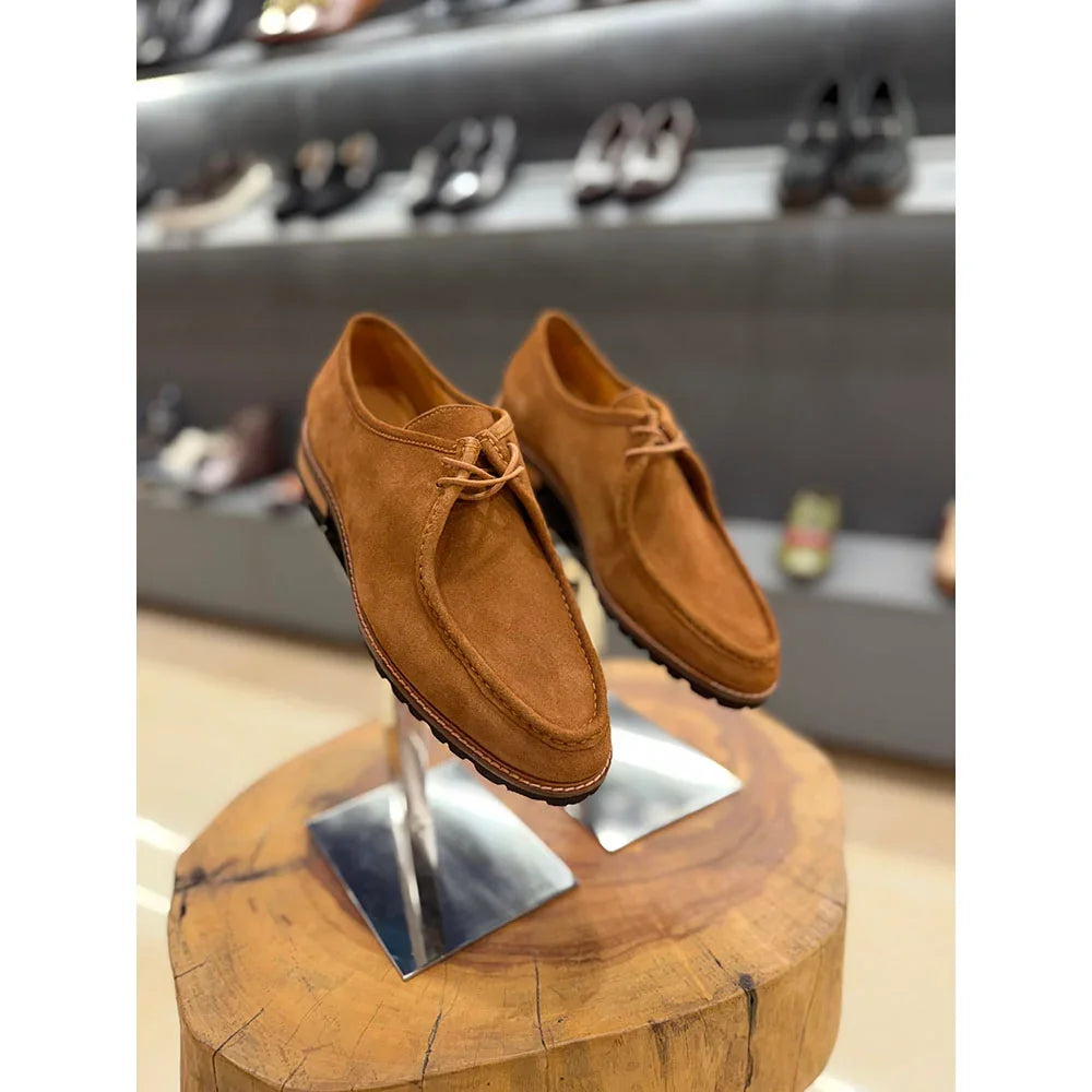Marliana Suede Moc-Front Derby for Men - Lug-Sole Suede Casual Shoes