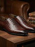 Monterchi Burnished Croc-Embossed Wholecut Oxford for Men - Leather Party Wear Oxford Shoes