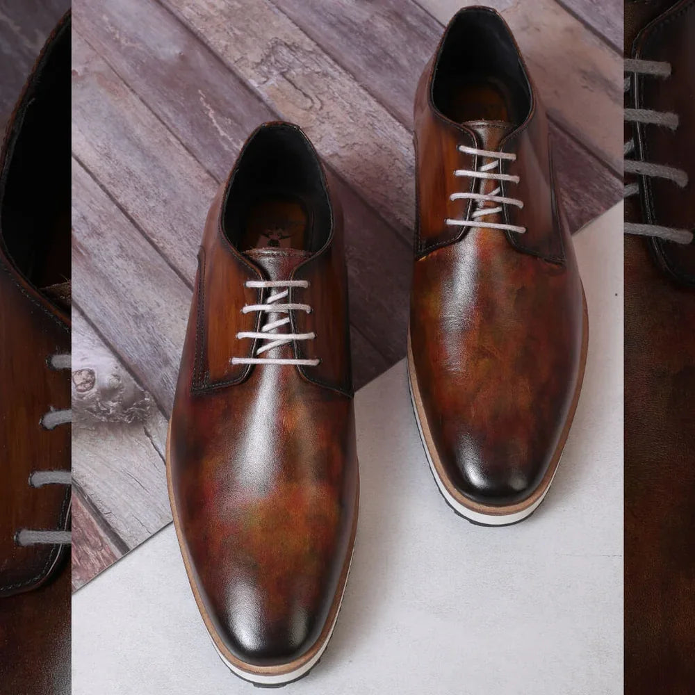 Marettimo Marbled Patina Derby for Men - Contrast-Lace Leather Derby Shoes