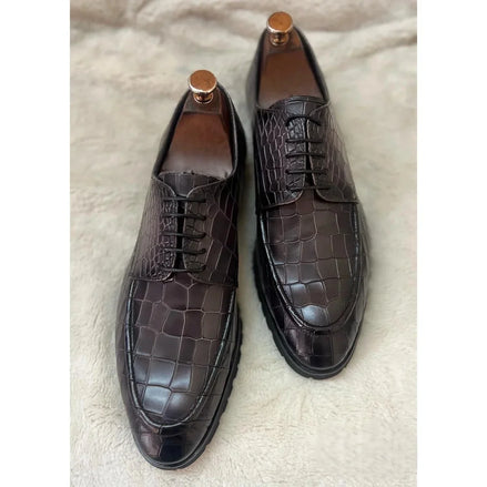 Marcellina Croc-Embossed Lug-Sole Derby for Men - Chunky Leather Statement Shoes