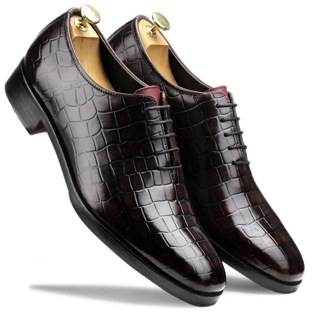 Montalto Croc-Embossed Wholecut Oxford for Men - Textured Leather Party Wear Shoes