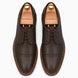 Melodiapelle Max Cap Toe Derby in dark brown leather, pair top-down view, handcrafted in Agra