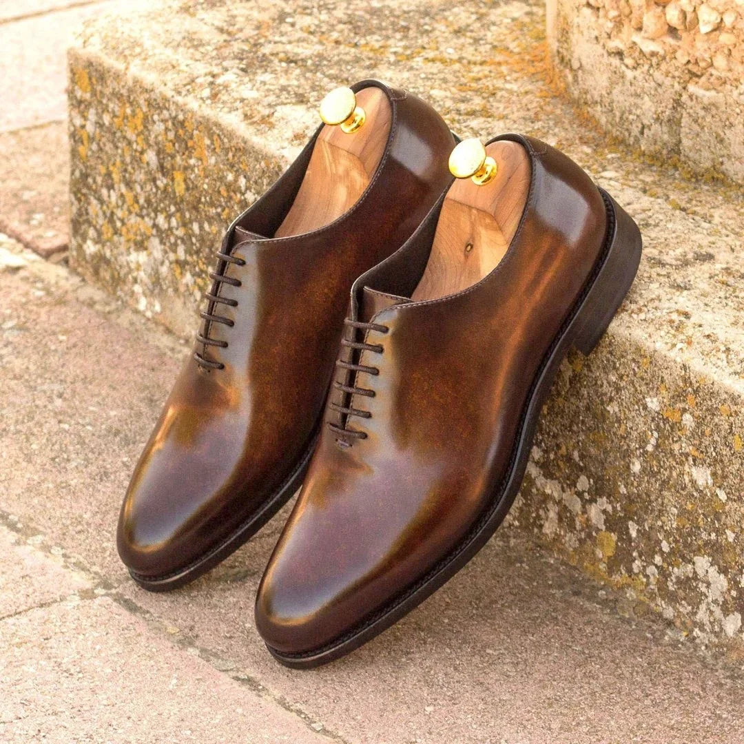 Montefiore Marbled Patina Wholecut Oxford for Men - Hand-Painted Leather Oxford Shoes