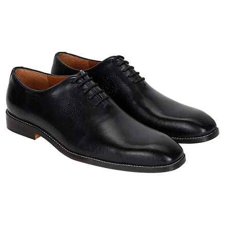 Mondello Debossed-Crest Wholecut Oxford for Men - Polished Leather Oxford Shoes