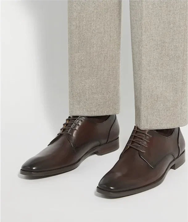 Mamoiada Classic Plain-Toe Derby for Men - Burnished Leather Office Shoes