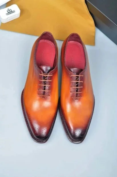 Mattinata Gradient Burnish Wholecut Oxford for Men - Contrast-Lined Leather Oxford Shoes