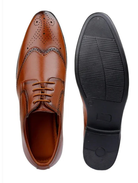 Montebelluna Rubber-Sole Wingtip Derby for Men - Everyday Brogue Office Shoes