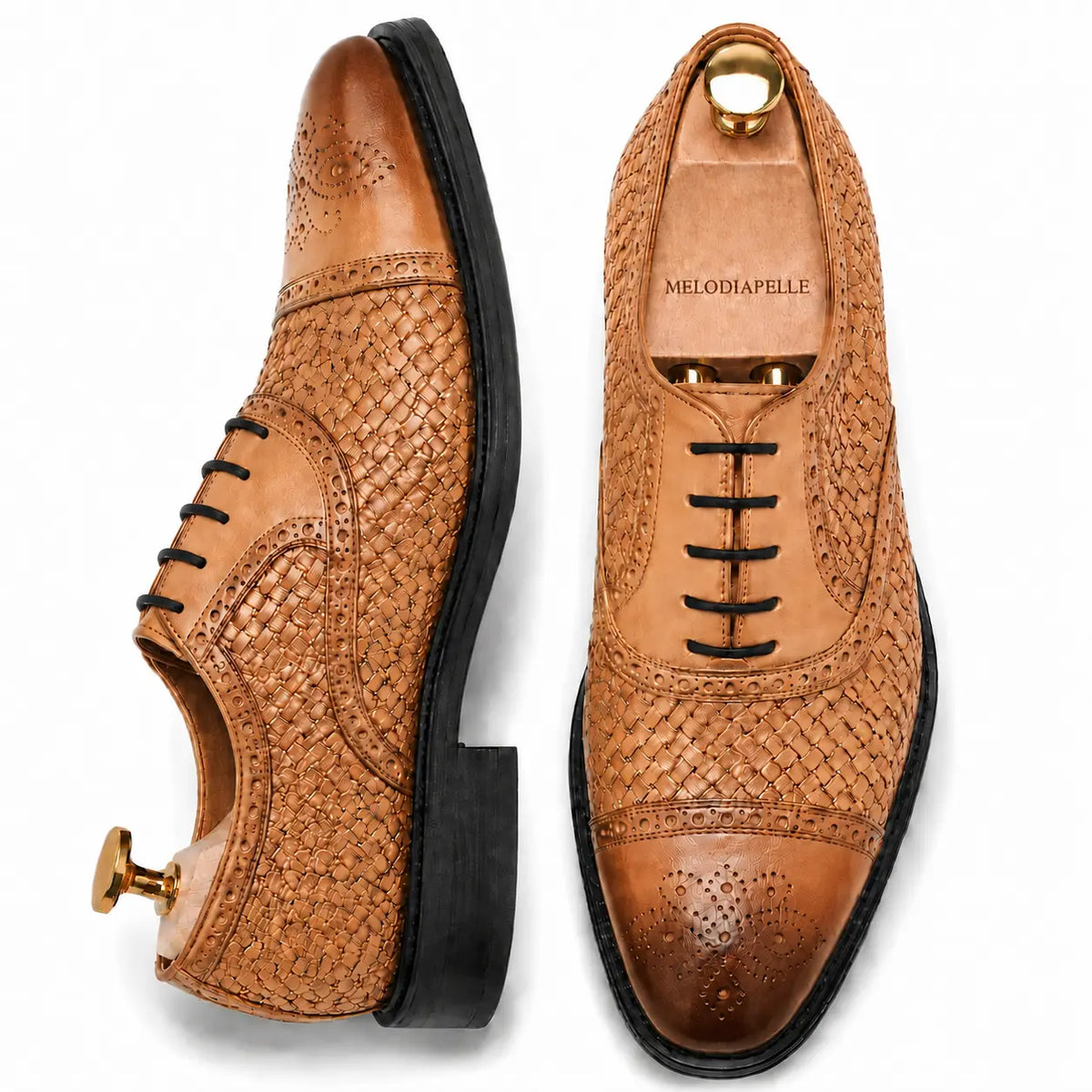 Munich Hand-Woven Brogue Oxford for Men - Goodyear Welted Leather Dress Shoes