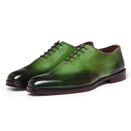 Menfi Wing-Brogue Two-Tone Wholecut Oxford for Men - Seamless Wingtip Patina Shoes