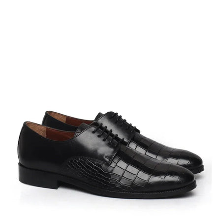 Maiolati Croc-Vamp Derby for Men - Two-Texture Leather Dress Shoes