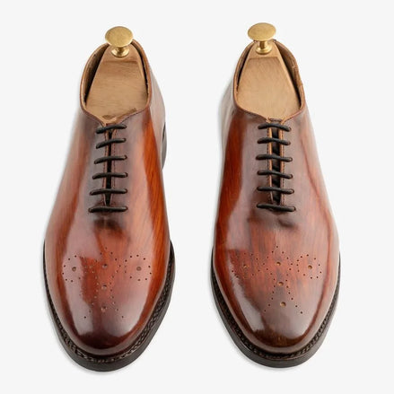 Madesimo Medallion Burnished Wholecut Oxford for Men - Hand-Burnished Leather Dress Shoes
