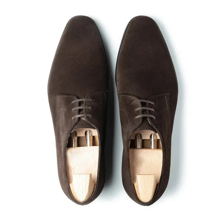 Manoppello Suede Plain-Toe Derby for Men - Soft Suede Dress Shoes