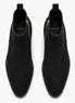 Melodiapelle Maddox Suede Zip Boot in nero black suede, pair top-down view, handcrafted in Agra
